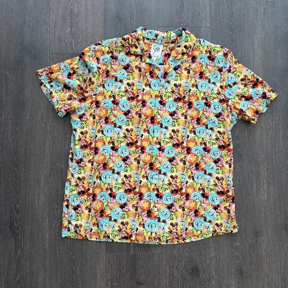 Walt Disney World 50th Anniversary‎ Mens Button Shirt Reyn Spooner XL Retro